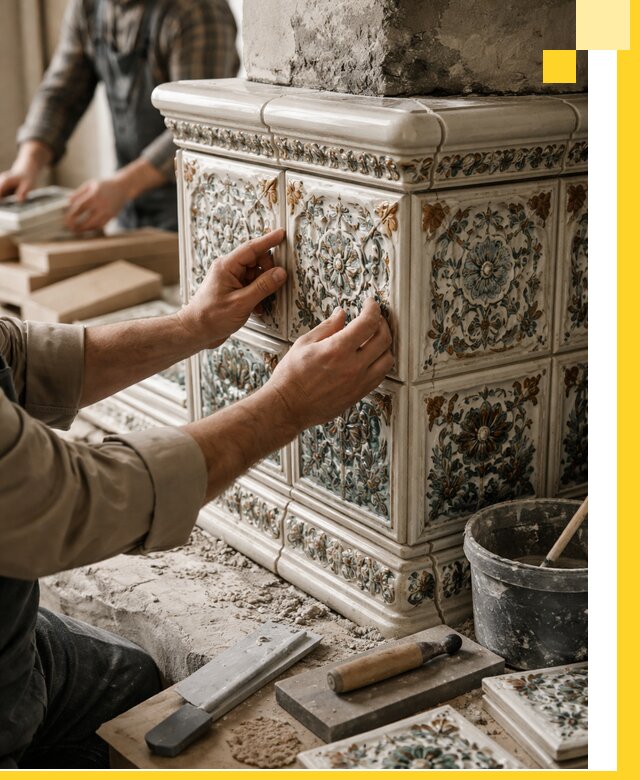 Изразцовые камины под ключ в Когалыме: проект и монтаж