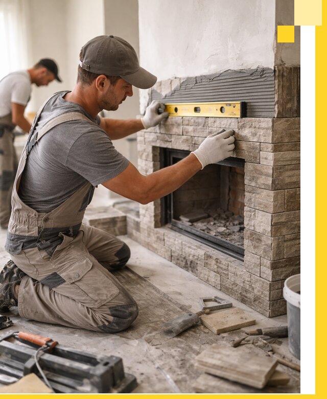 Облицовка каминов в Когалыме, монтаж и отделка натуральным камнем