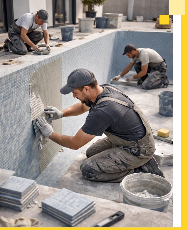 Облицовка бассейнов в Когалыме плитка мозаика гидроизоляция