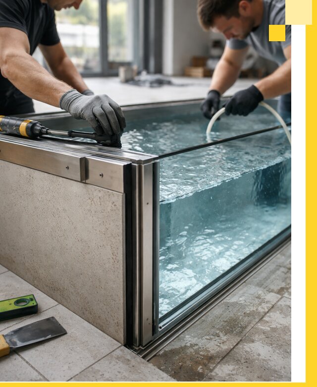 Проектирование и монтаж стеклянных бассейнов в Когалыме