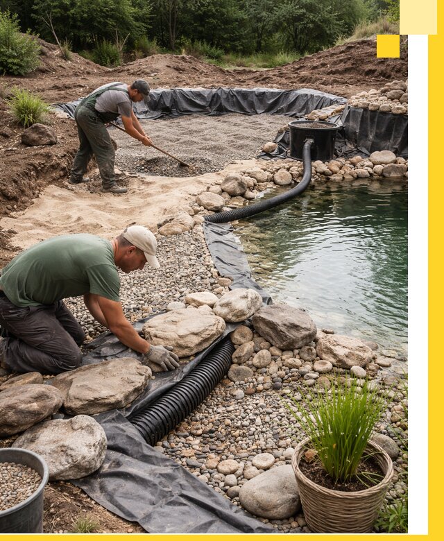 Строительство природных бассейнов и озер в Когалыме под ключ