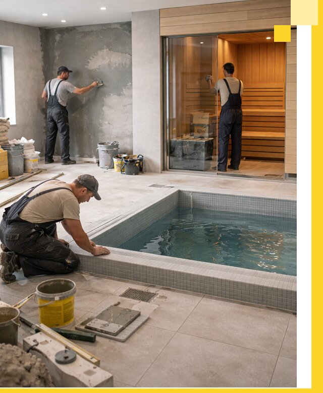 Проектирование и строительство сауны с бассейном в Когалыме