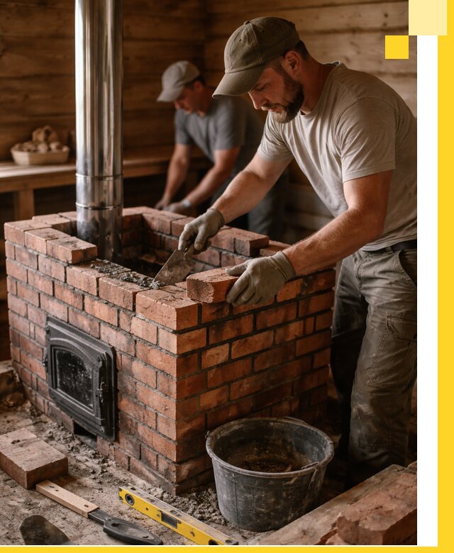 Кирпичные печи для бани под ключ в Когалыме, проект и монтаж