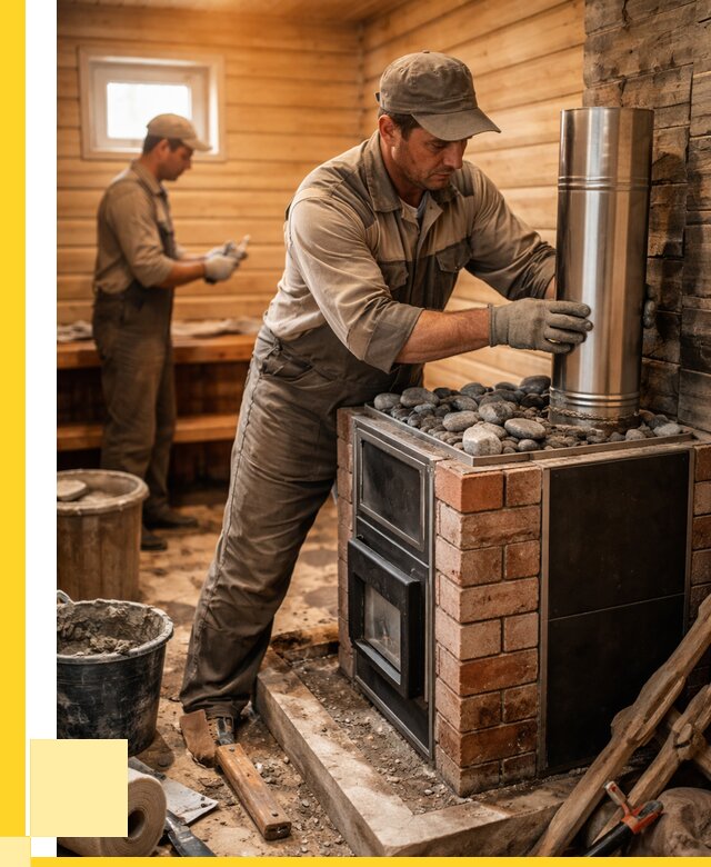 Монтаж печи в бане под ключ в Когалыме от 20676 р. | ЭриданКгл