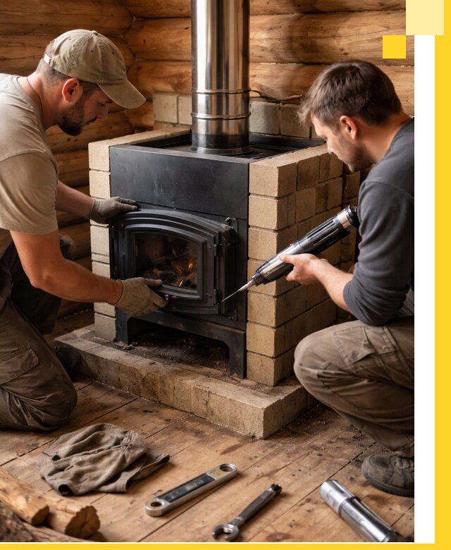 Монтаж и установка печи в бане под ключ с гарантией в Когалыме