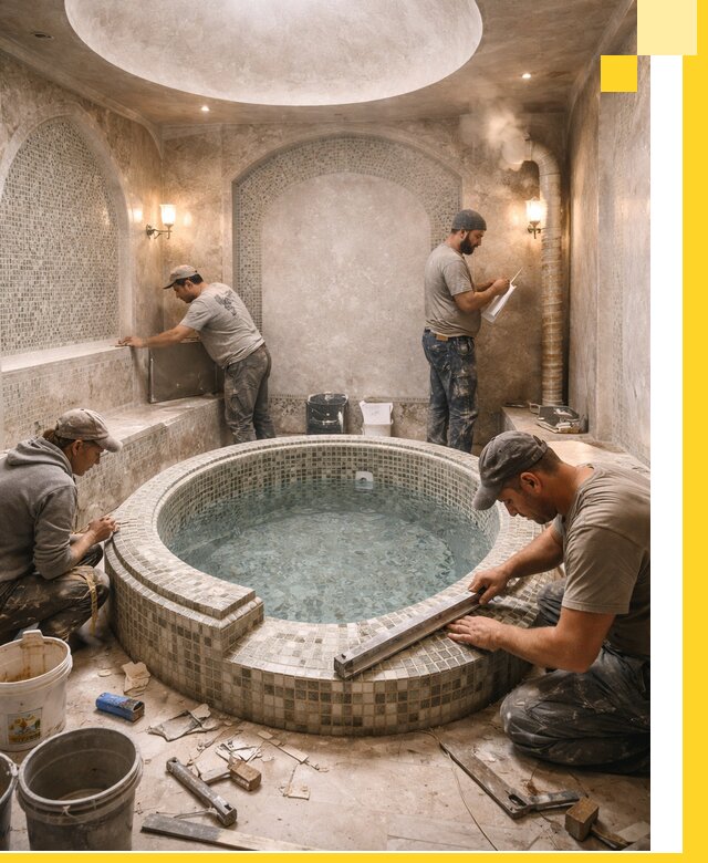 Профессиональное строительство хамама с бассейном в Когалыме под ключ